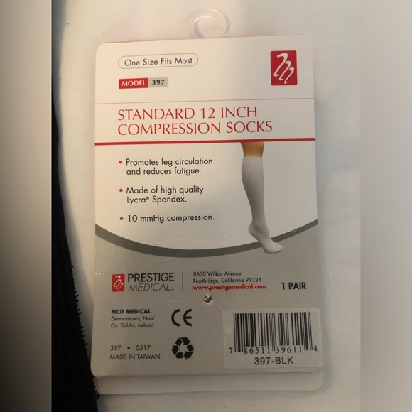 EUC Black ribbed 12in, 10mmHG compression socks, worn briefly 1x. - Picture 4 of 4